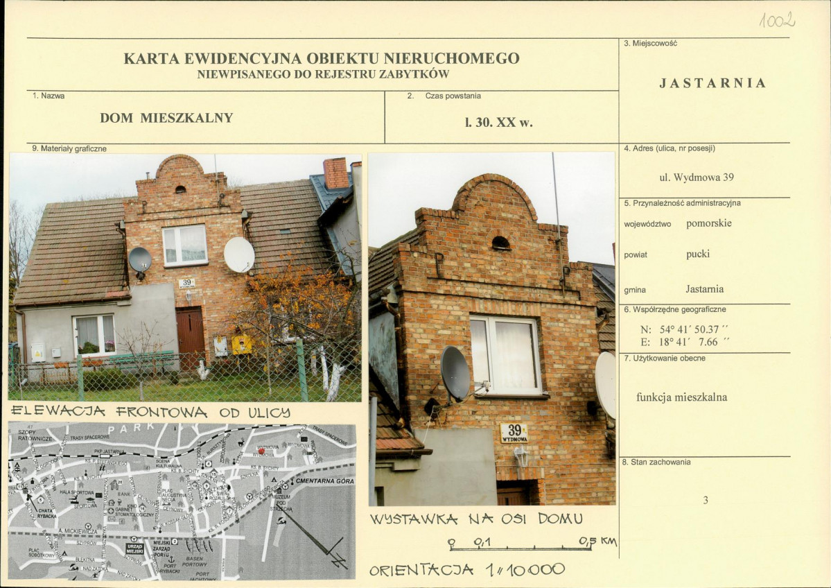 Karta obiektu niewpisanego do rejestru, skan nr 1