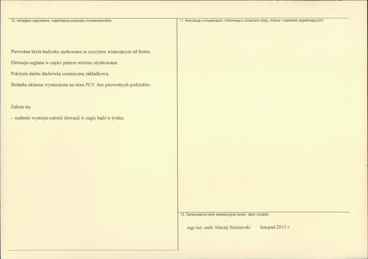 Karta obiektu niewpisanego do rejestru, skan nr 2