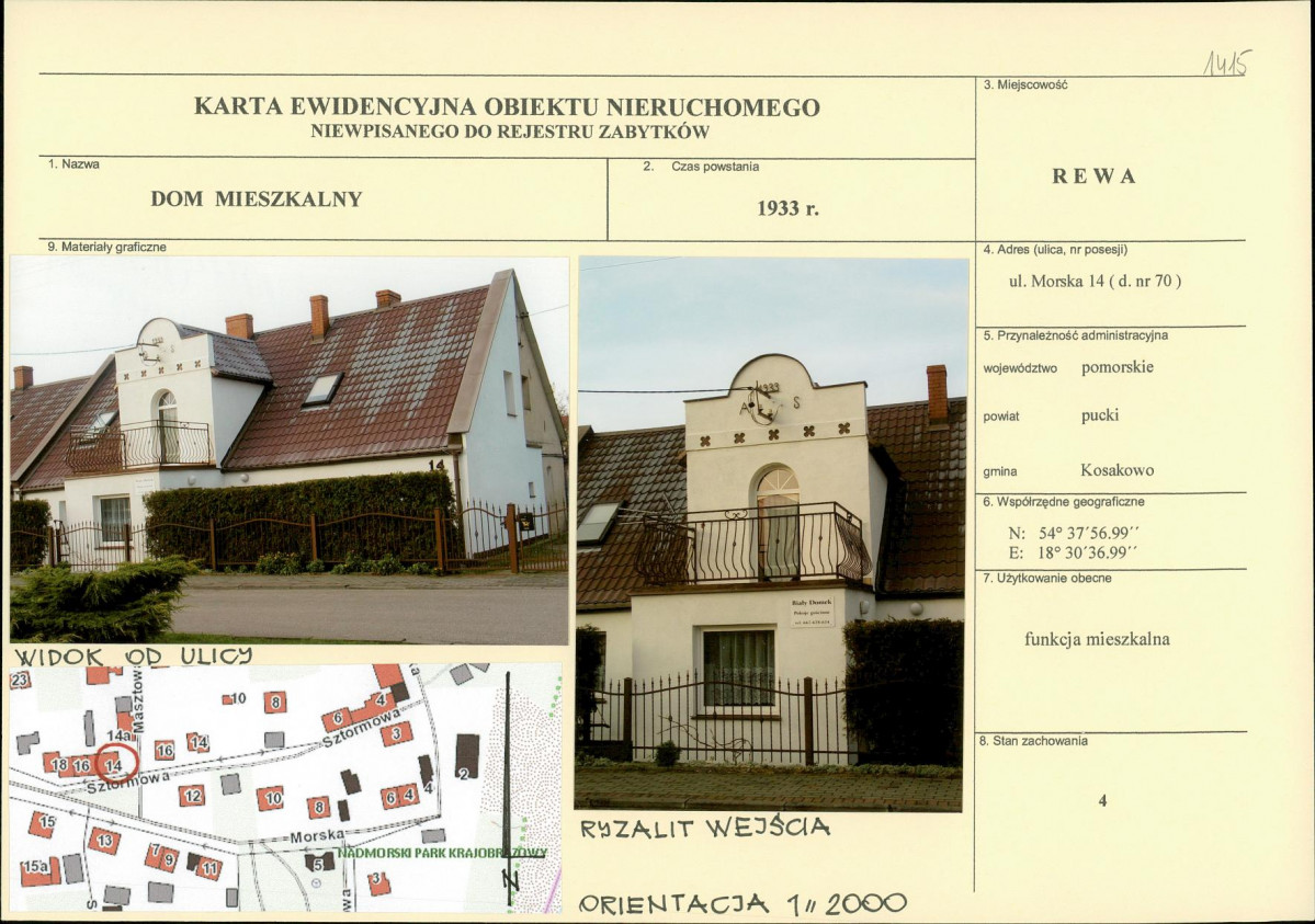 Karta obiektu niewpisanego do rejestru, skan nr 1