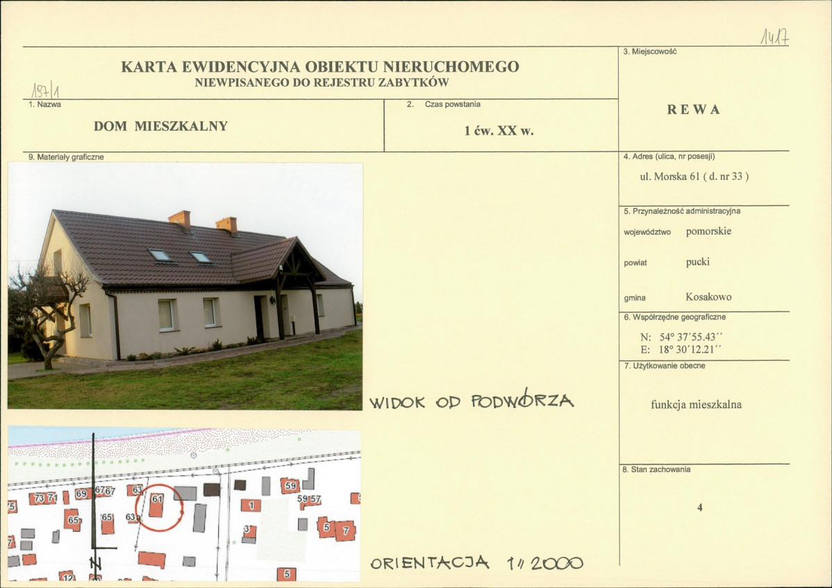Karta obiektu niewpisanego do rejestru, skan nr 1