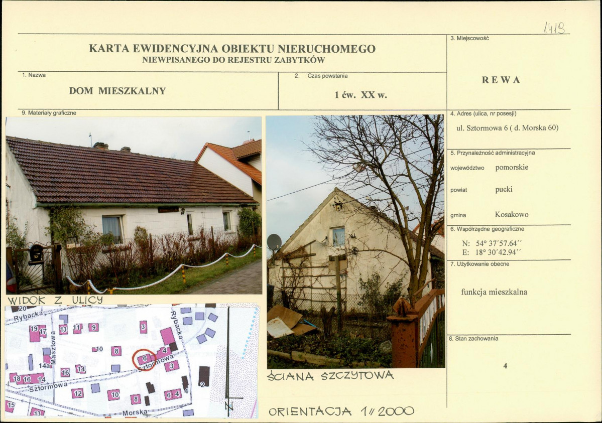 Karta obiektu niewpisanego do rejestru, skan nr 1