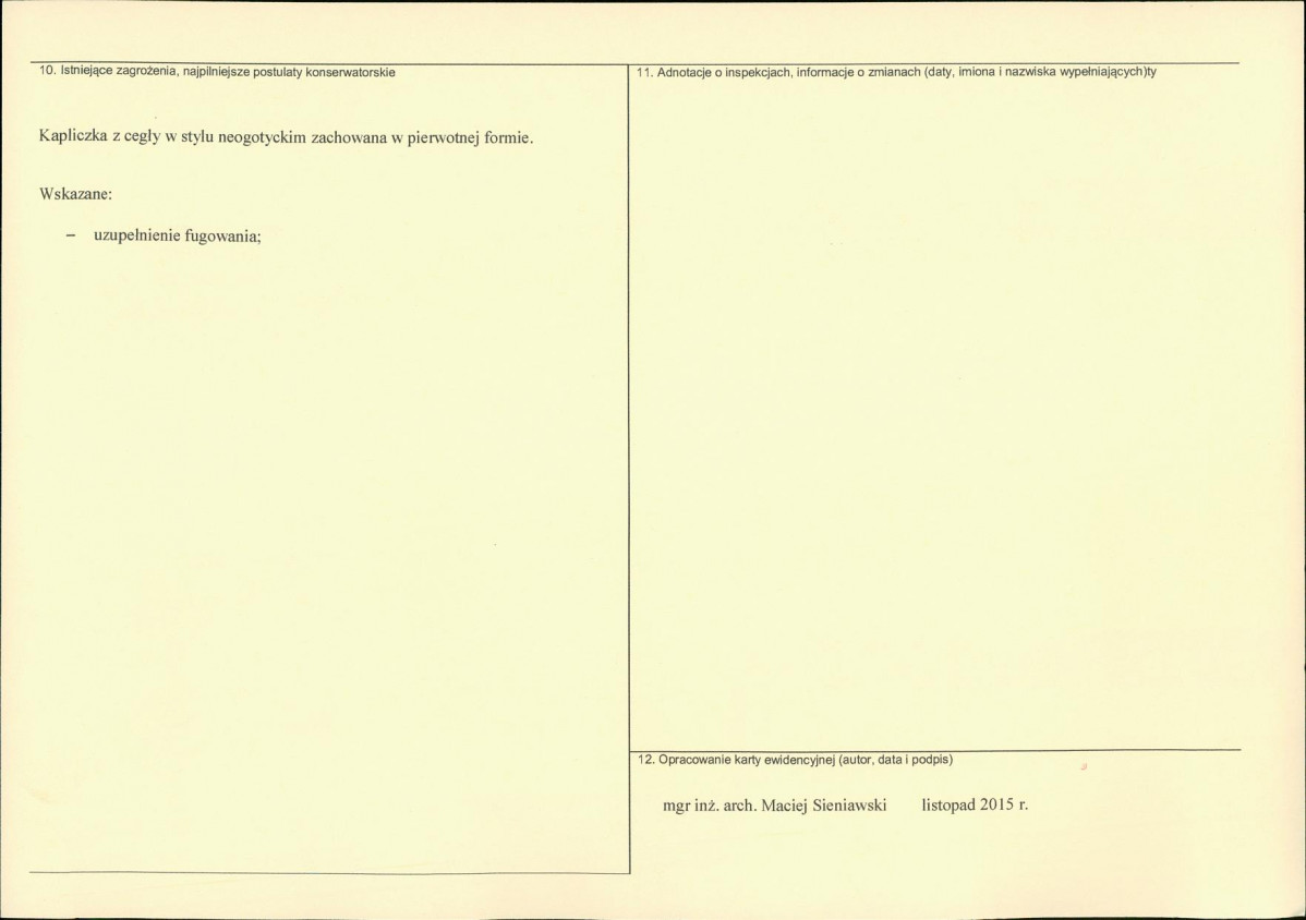 Karta obiektu niewpisanego do rejestru, skan nr 2