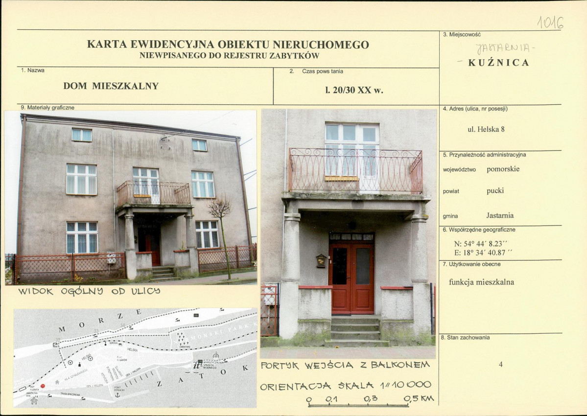 Karta obiektu niewpisanego do rejestru, skan nr 1