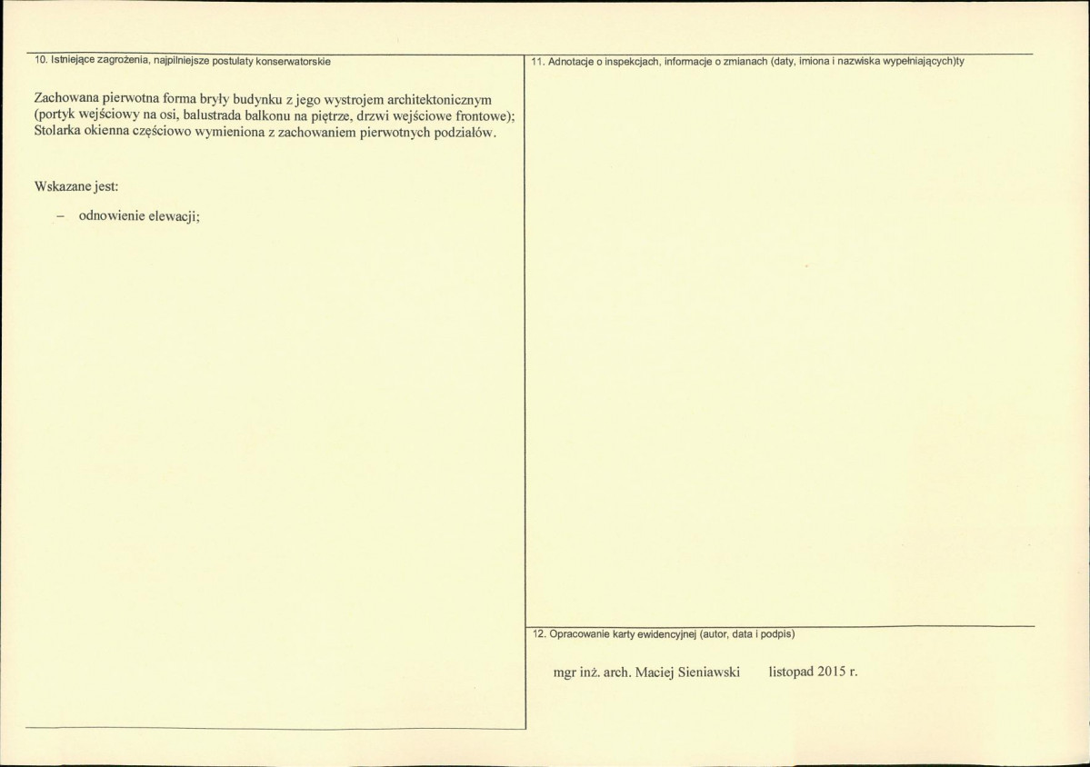 Karta obiektu niewpisanego do rejestru, skan nr 2