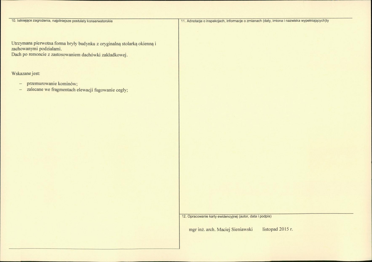 Karta obiektu niewpisanego do rejestru, skan nr 2