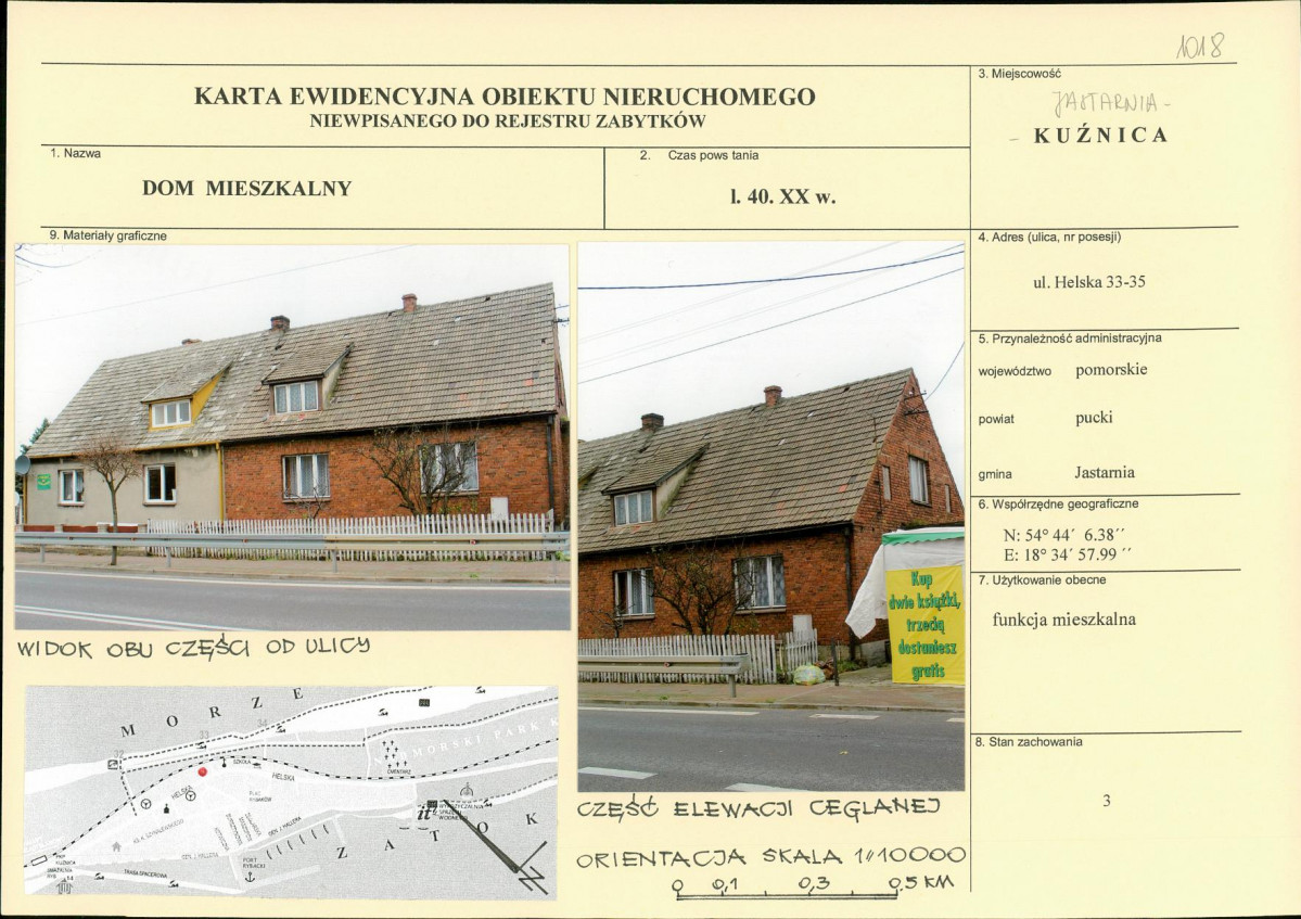 Karta obiektu niewpisanego do rejestru, skan nr 1