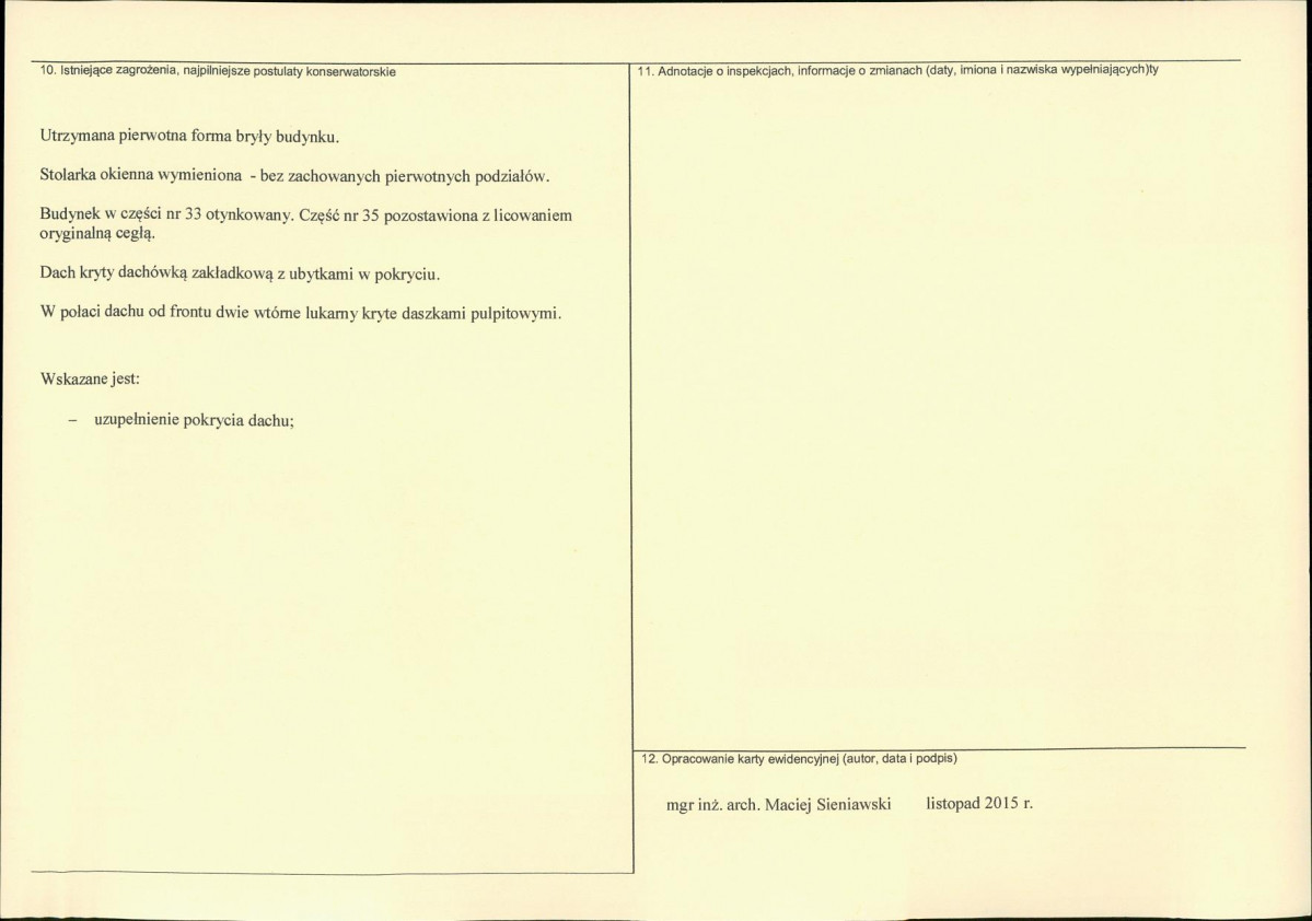 Karta obiektu niewpisanego do rejestru, skan nr 2