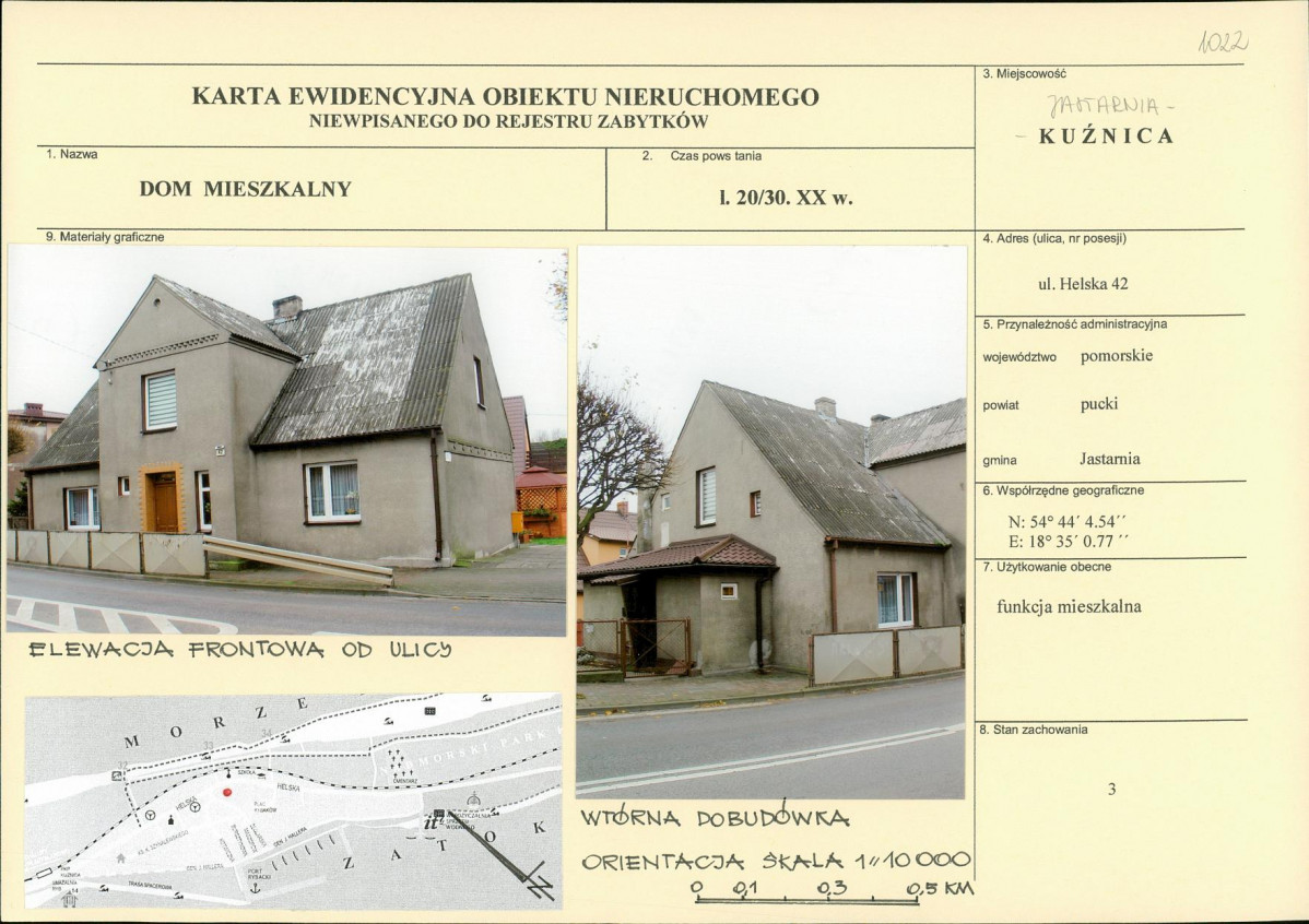 Karta obiektu niewpisanego do rejestru, skan nr 1