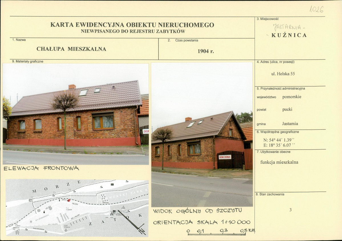Karta obiektu niewpisanego do rejestru, skan nr 1
