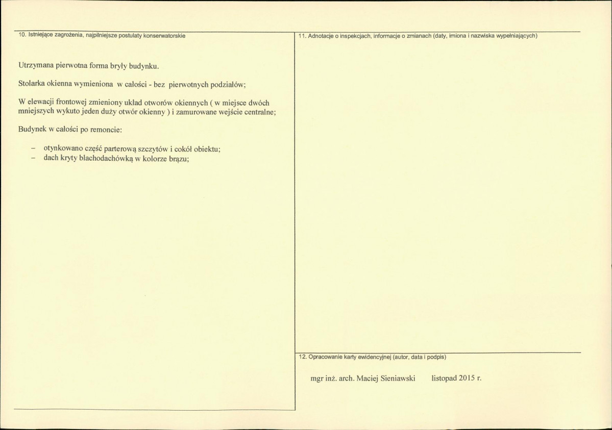 Karta obiektu niewpisanego do rejestru, skan nr 2