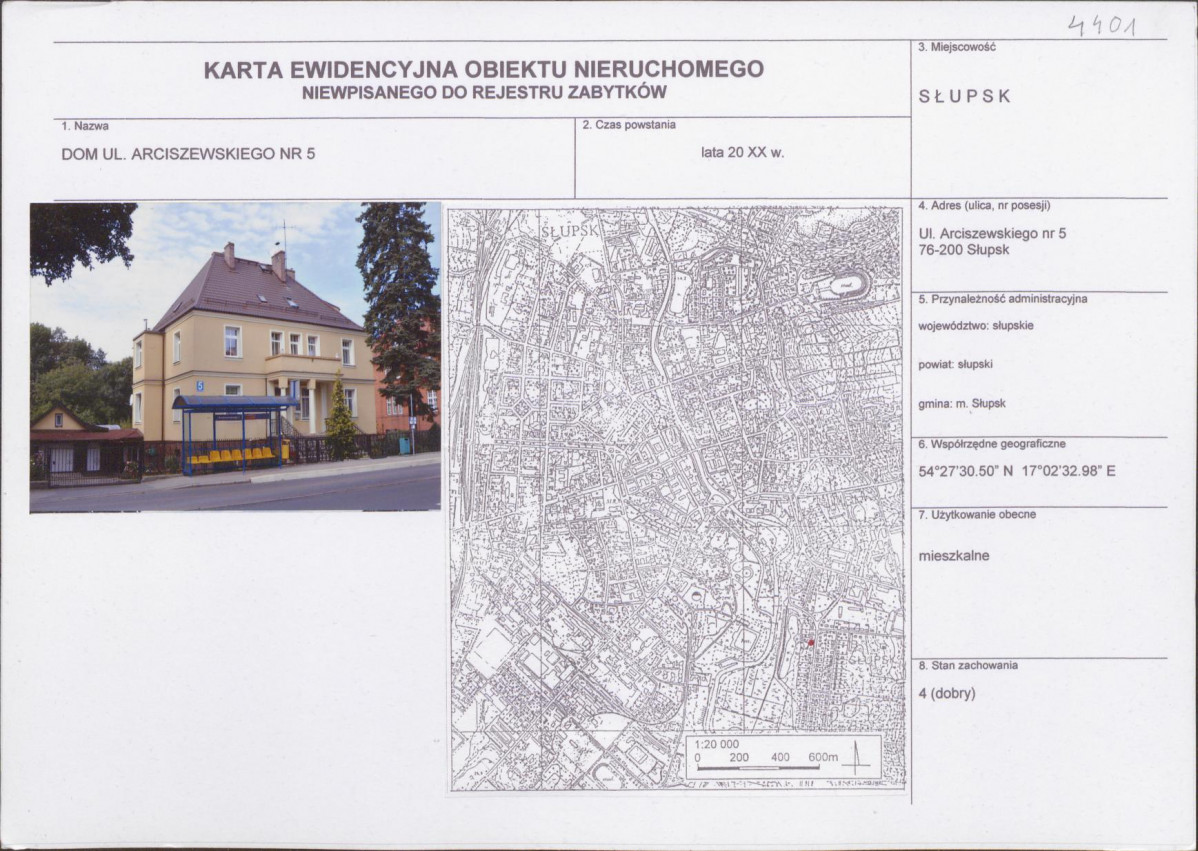 Karta obiektu niewpisanego do rejestru, skan nr 1