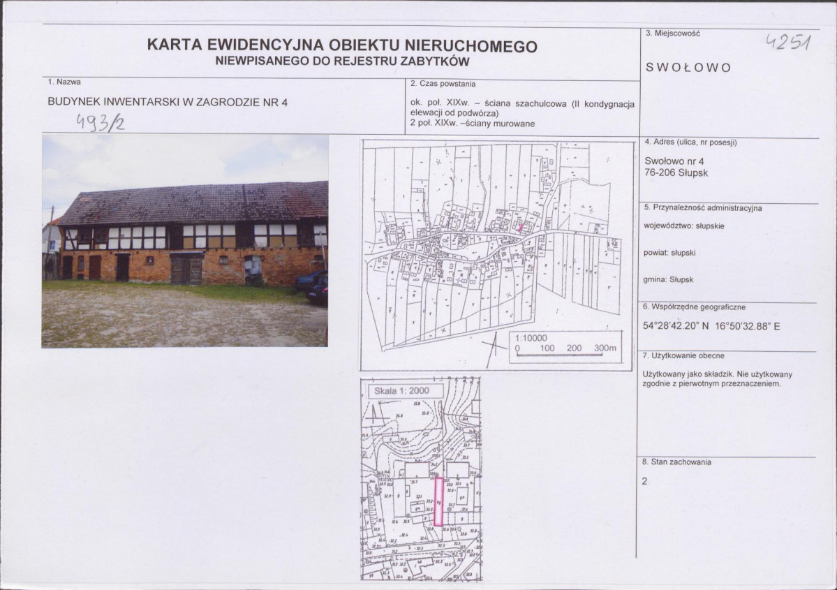 Karta obiektu niewpisanego do rejestru, skan nr 1