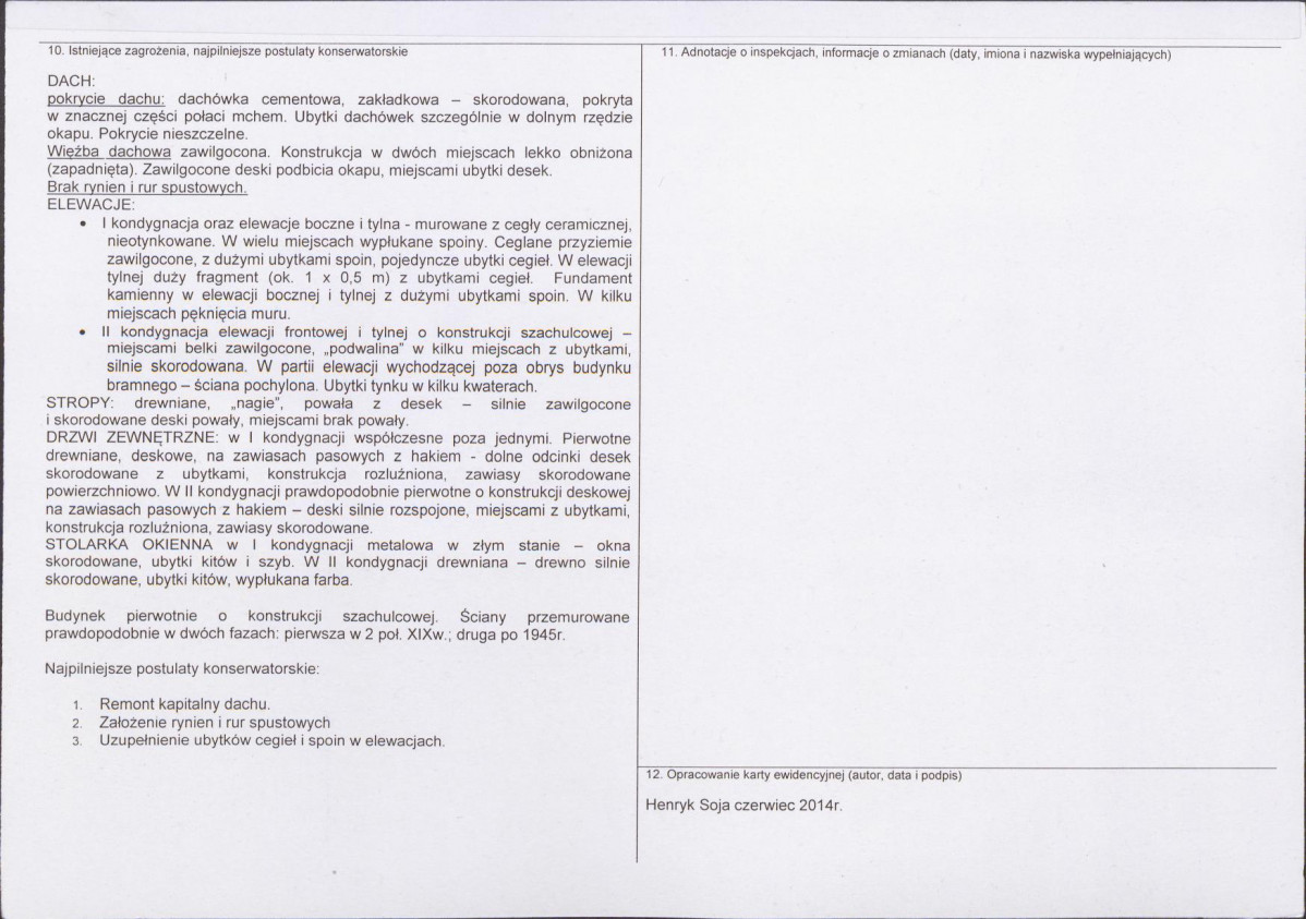Karta obiektu niewpisanego do rejestru, skan nr 2