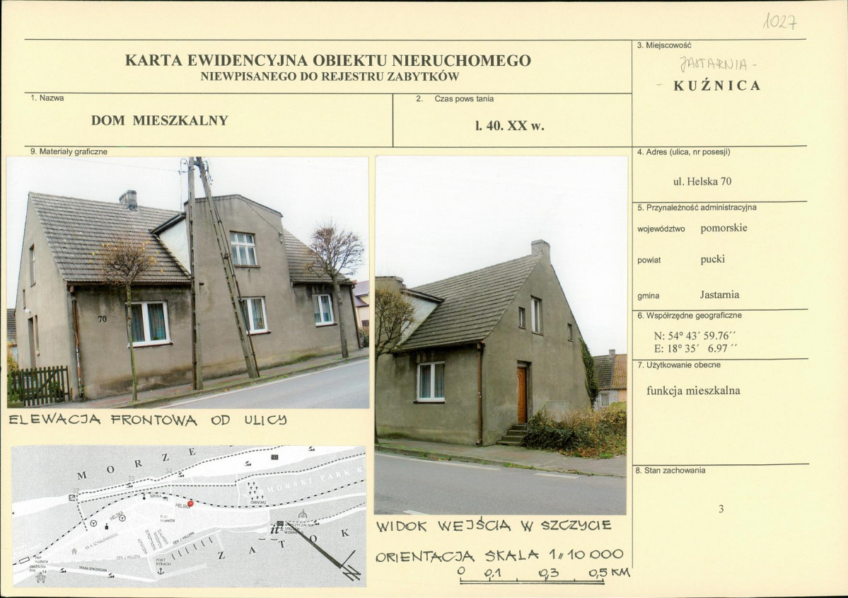 Karta obiektu niewpisanego do rejestru, skan nr 1