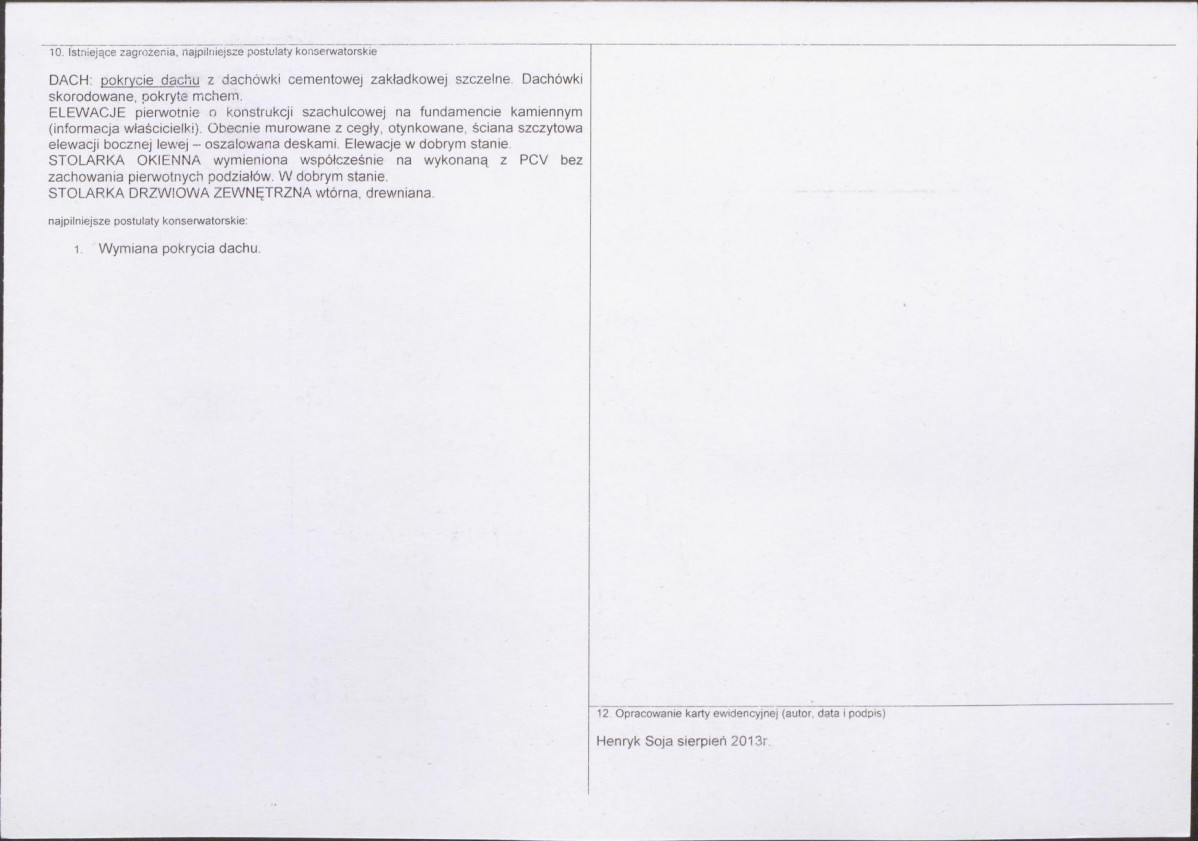 Karta obiektu niewpisanego do rejestru, skan nr 2