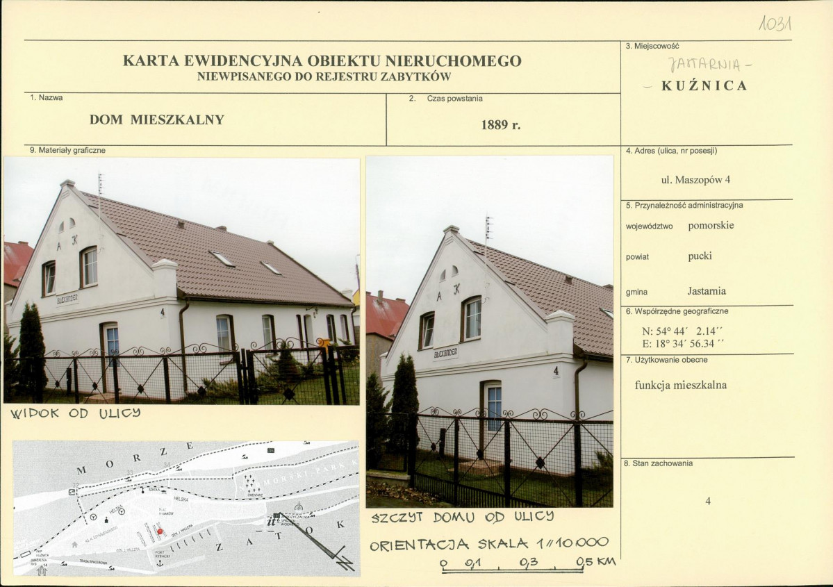 Karta obiektu niewpisanego do rejestru, skan nr 1