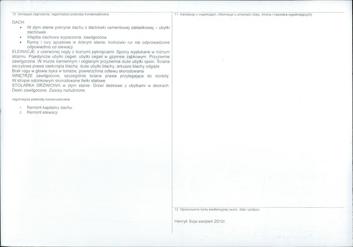 Karta obiektu niewpisanego do rejestru, skan nr 2