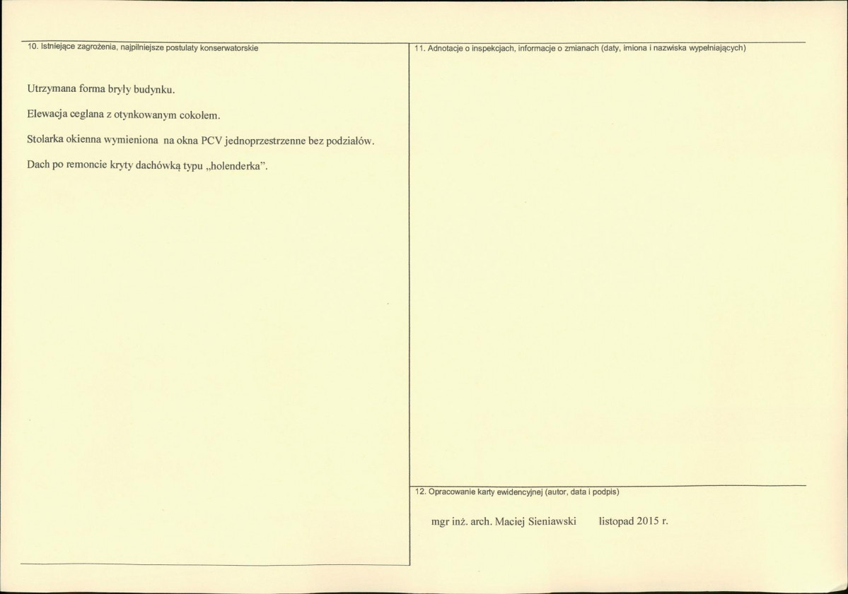 Karta obiektu niewpisanego do rejestru, skan nr 2