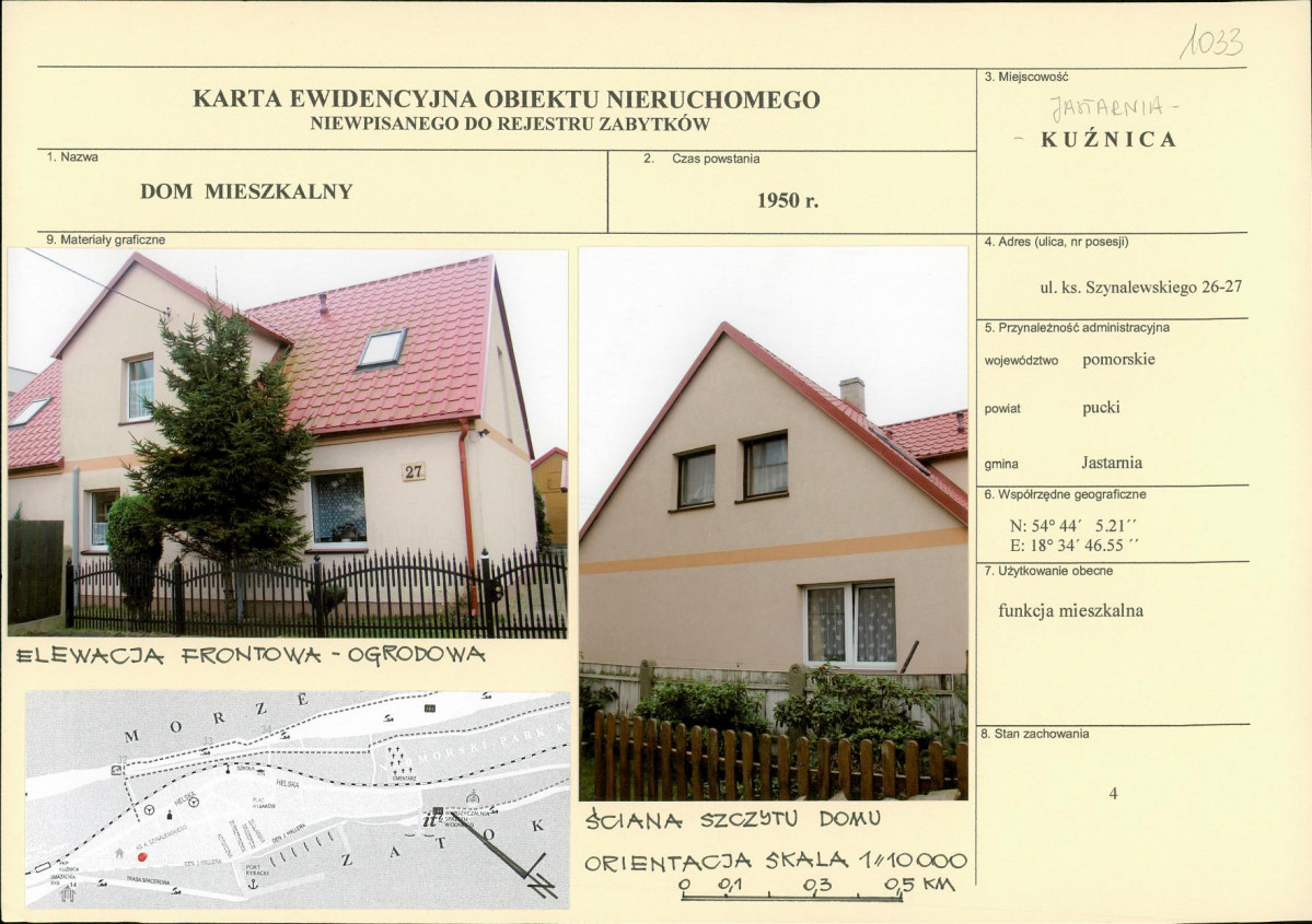 Karta obiektu niewpisanego do rejestru, skan nr 1