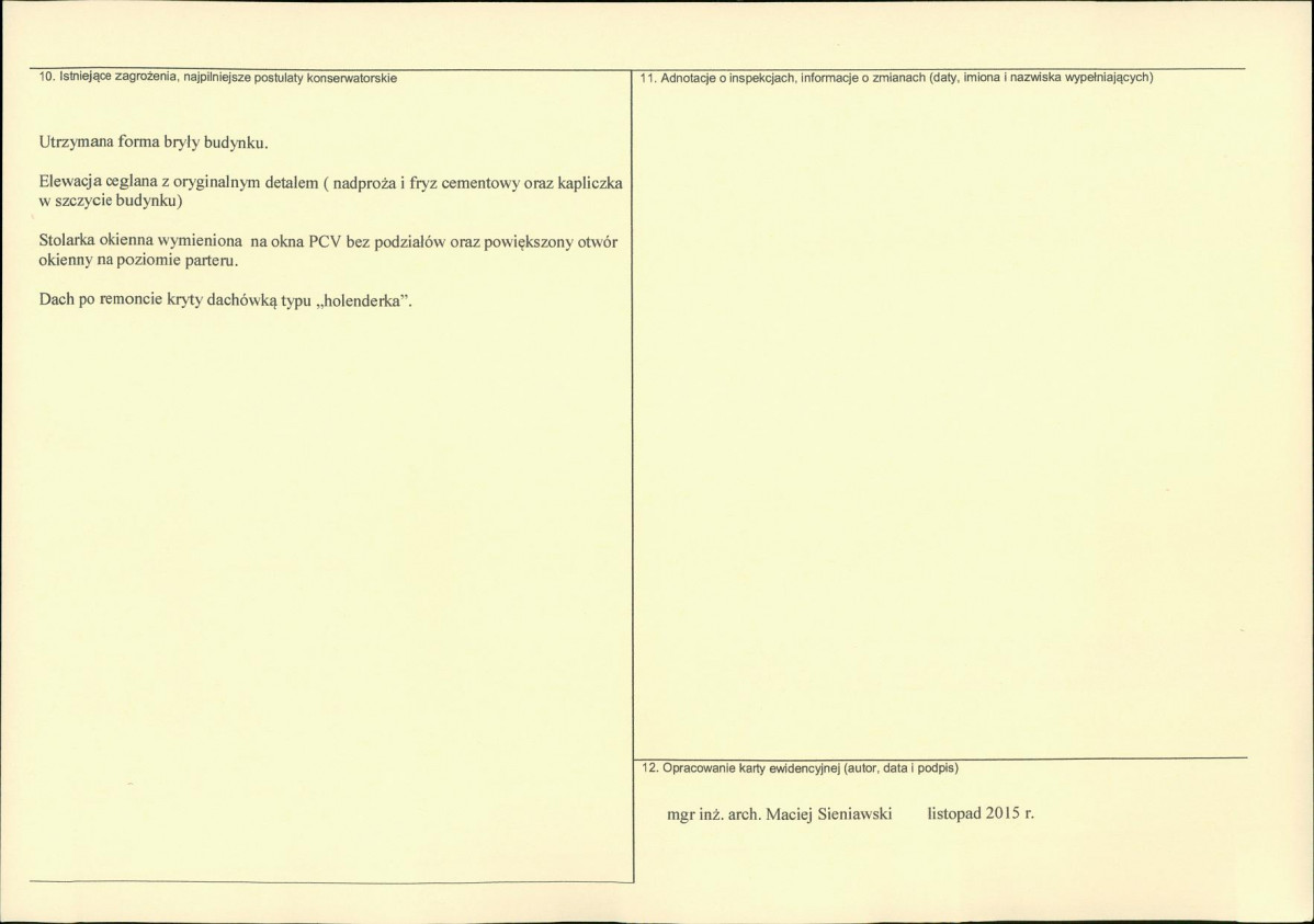 Karta obiektu niewpisanego do rejestru, skan nr 2