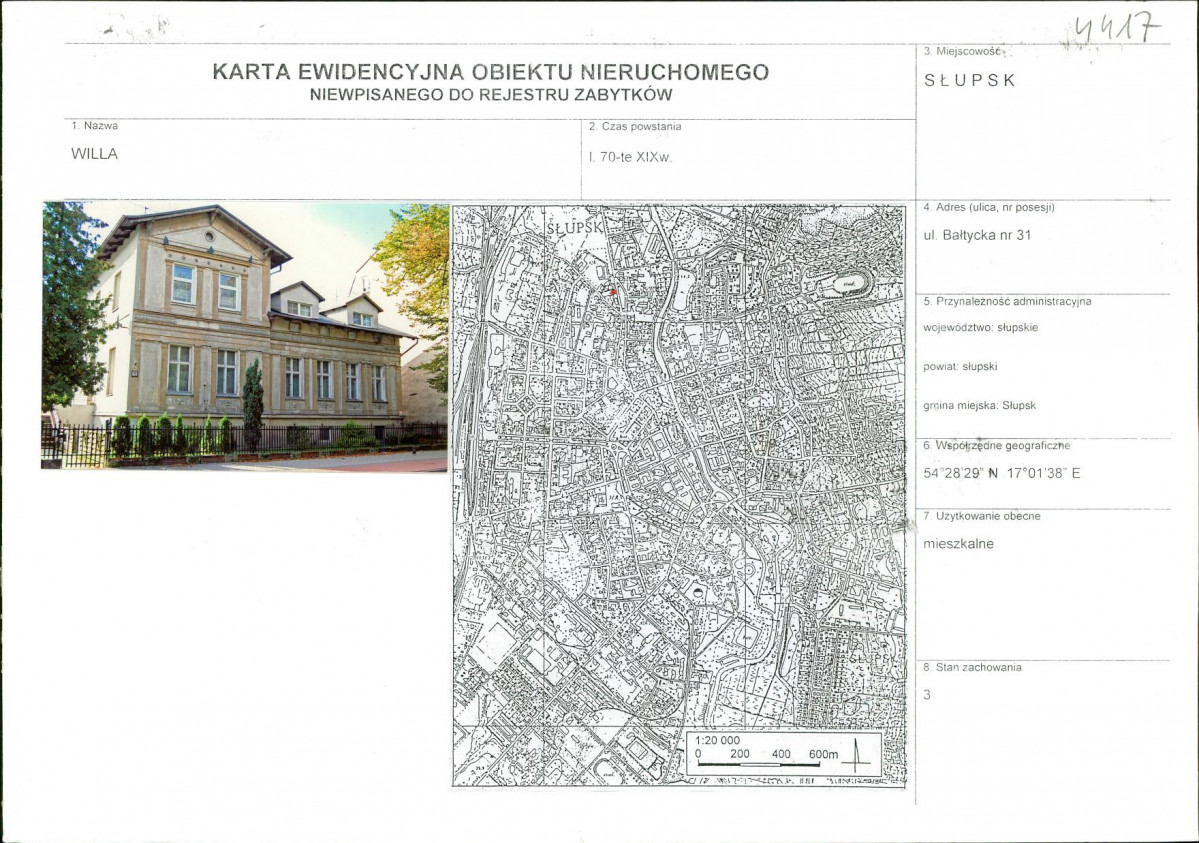 Karta obiektu niewpisanego do rejestru, skan nr 1
