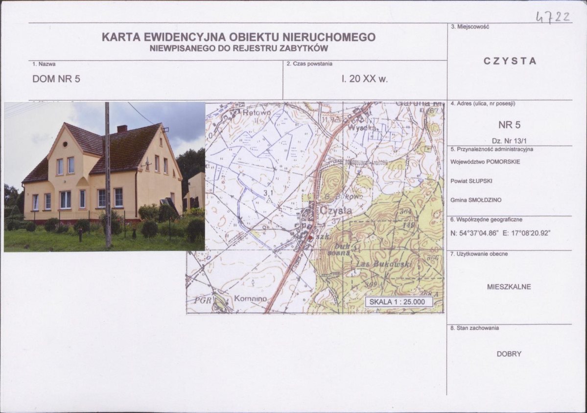 Karta obiektu niewpisanego do rejestru, skan nr 1