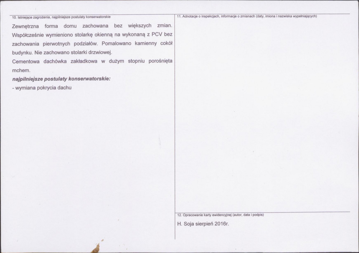 Karta obiektu niewpisanego do rejestru, skan nr 2