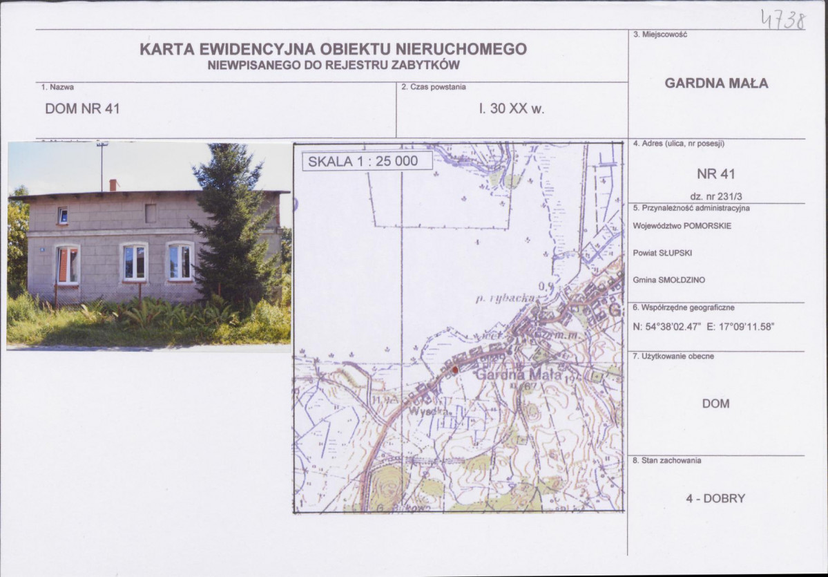 Karta obiektu niewpisanego do rejestru, skan nr 1