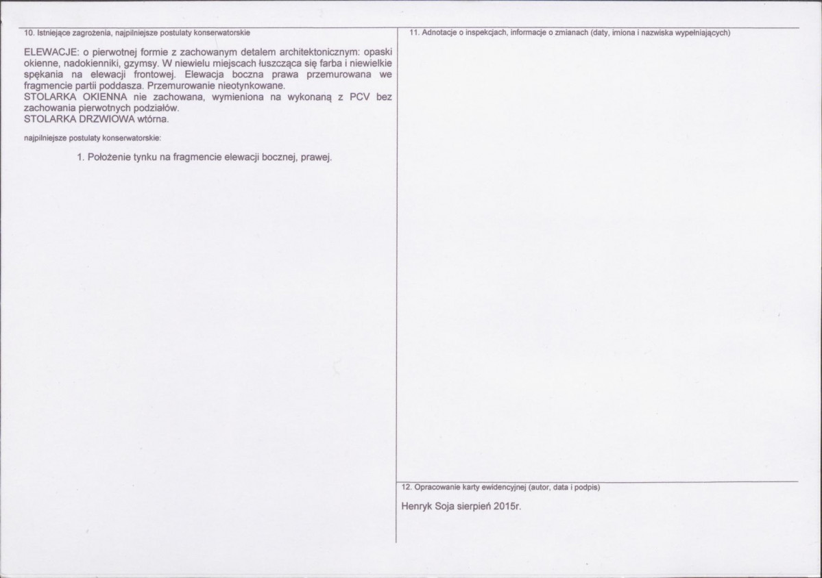 Karta obiektu niewpisanego do rejestru, skan nr 2
