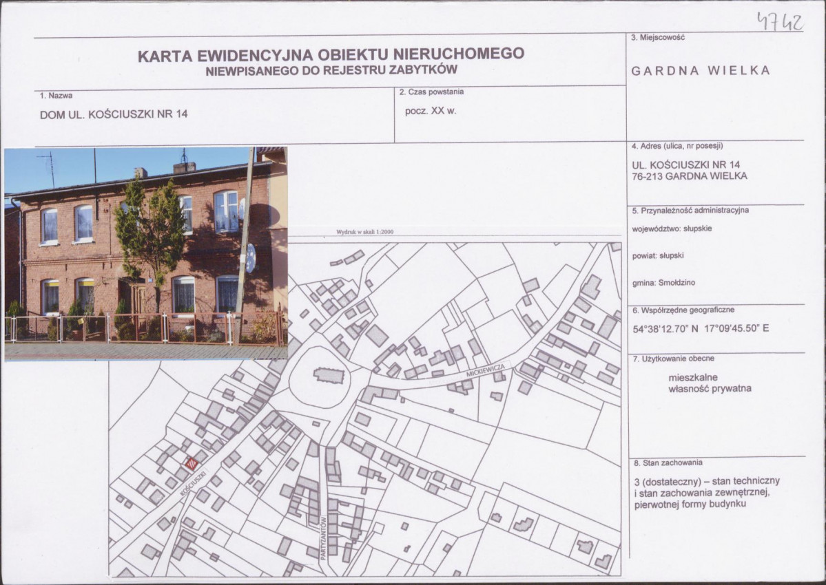 Karta obiektu niewpisanego do rejestru, skan nr 1