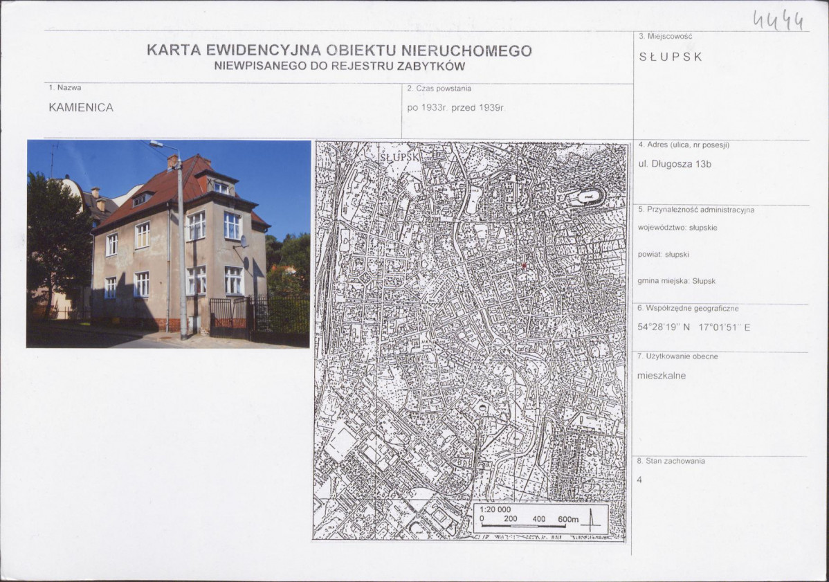 Karta obiektu niewpisanego do rejestru, skan nr 1