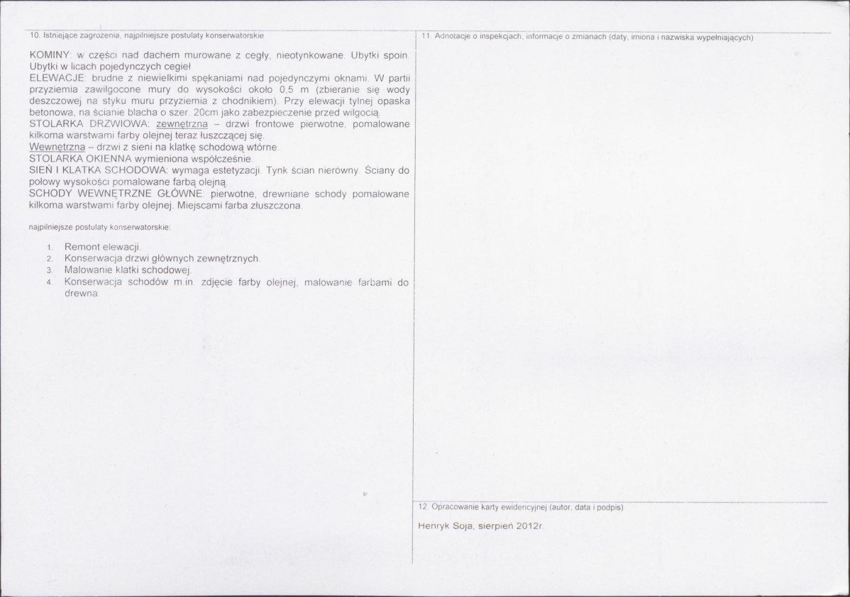 Karta obiektu niewpisanego do rejestru, skan nr 2