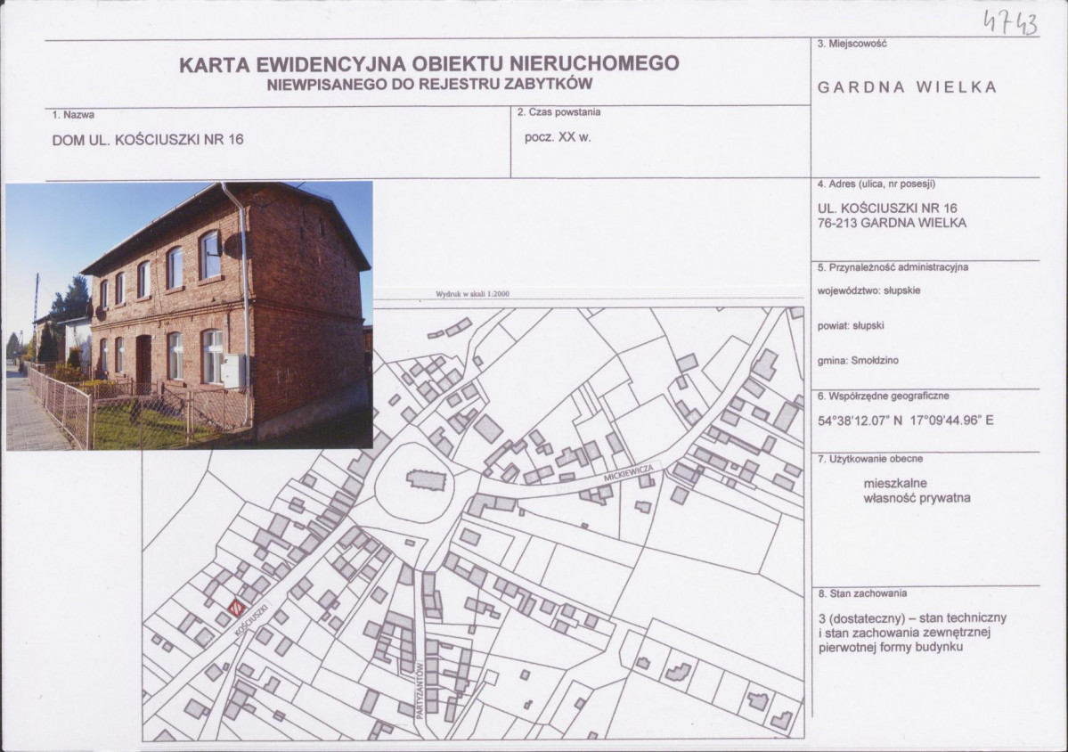 Karta obiektu niewpisanego do rejestru, skan nr 1
