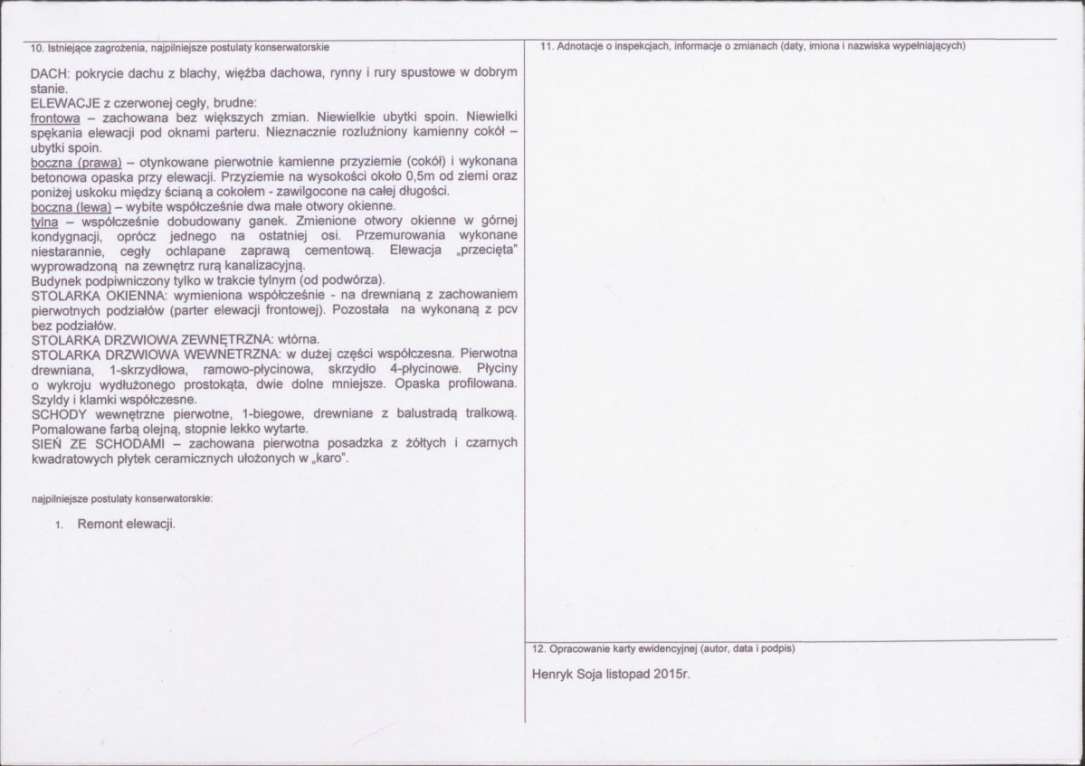 Karta obiektu niewpisanego do rejestru, skan nr 2
