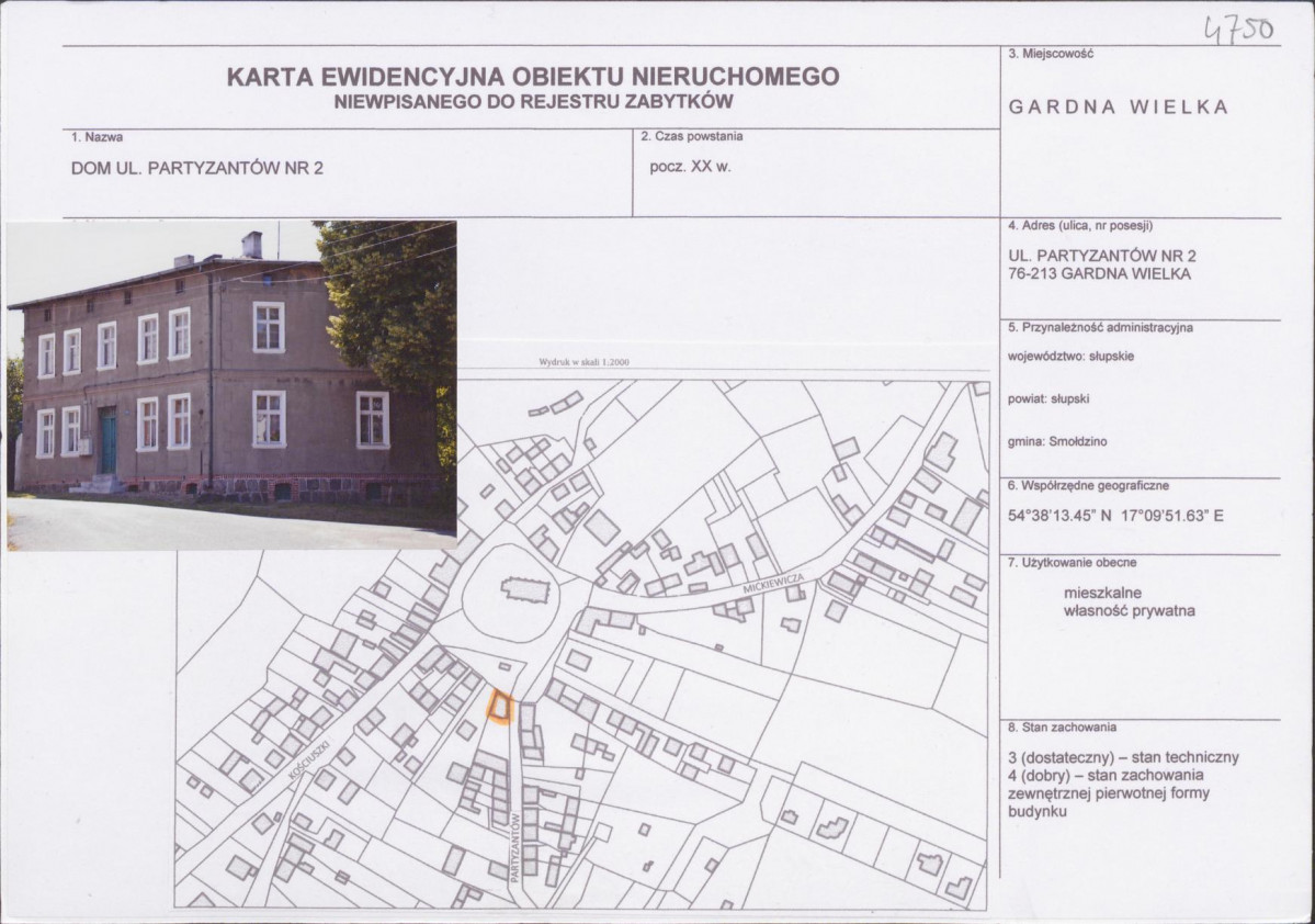 Karta obiektu niewpisanego do rejestru, skan nr 1