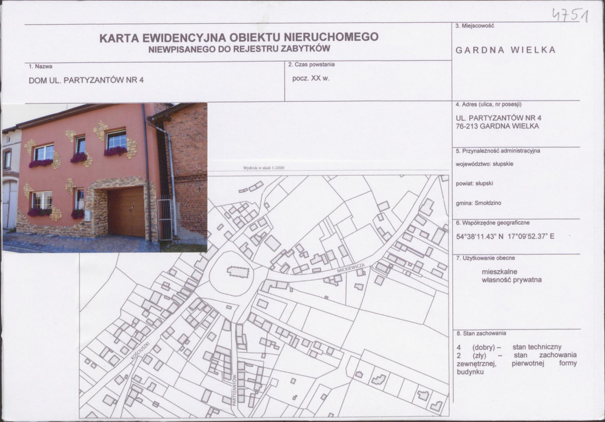 Karta obiektu niewpisanego do rejestru, skan nr 1