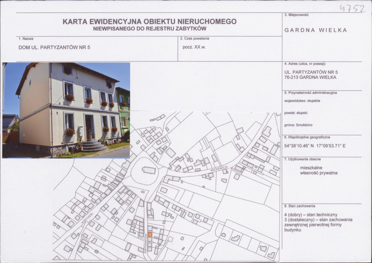 Karta obiektu niewpisanego do rejestru, skan nr 1