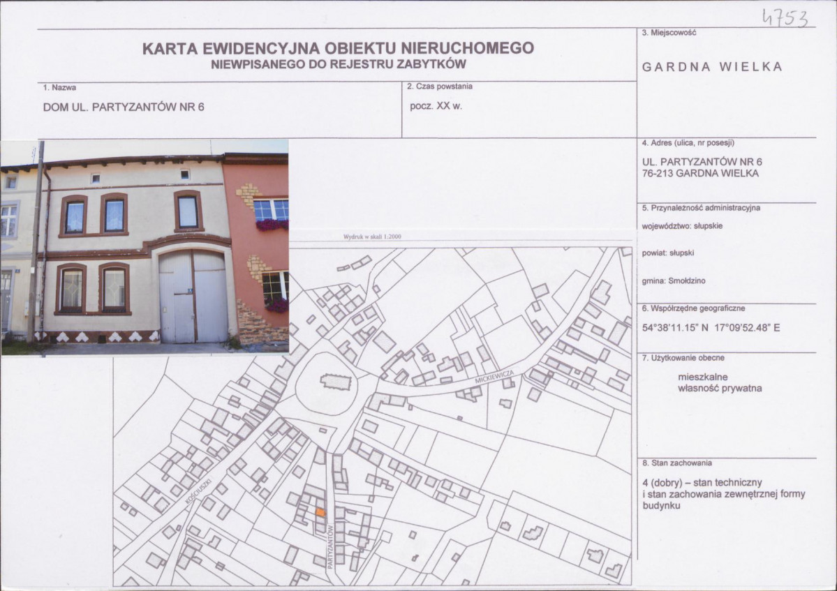 Karta obiektu niewpisanego do rejestru, skan nr 1