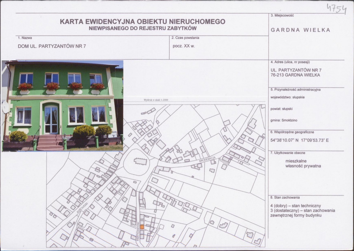 Karta obiektu niewpisanego do rejestru, skan nr 1