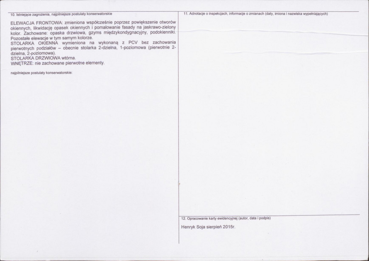 Karta obiektu niewpisanego do rejestru, skan nr 2