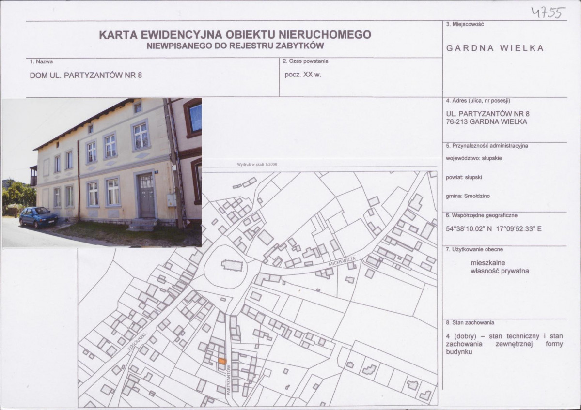 Karta obiektu niewpisanego do rejestru, skan nr 1