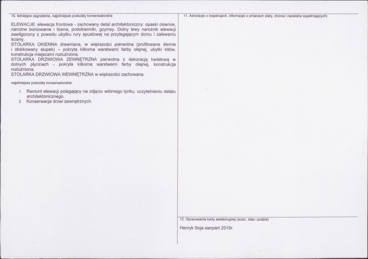Karta obiektu niewpisanego do rejestru, skan nr 2