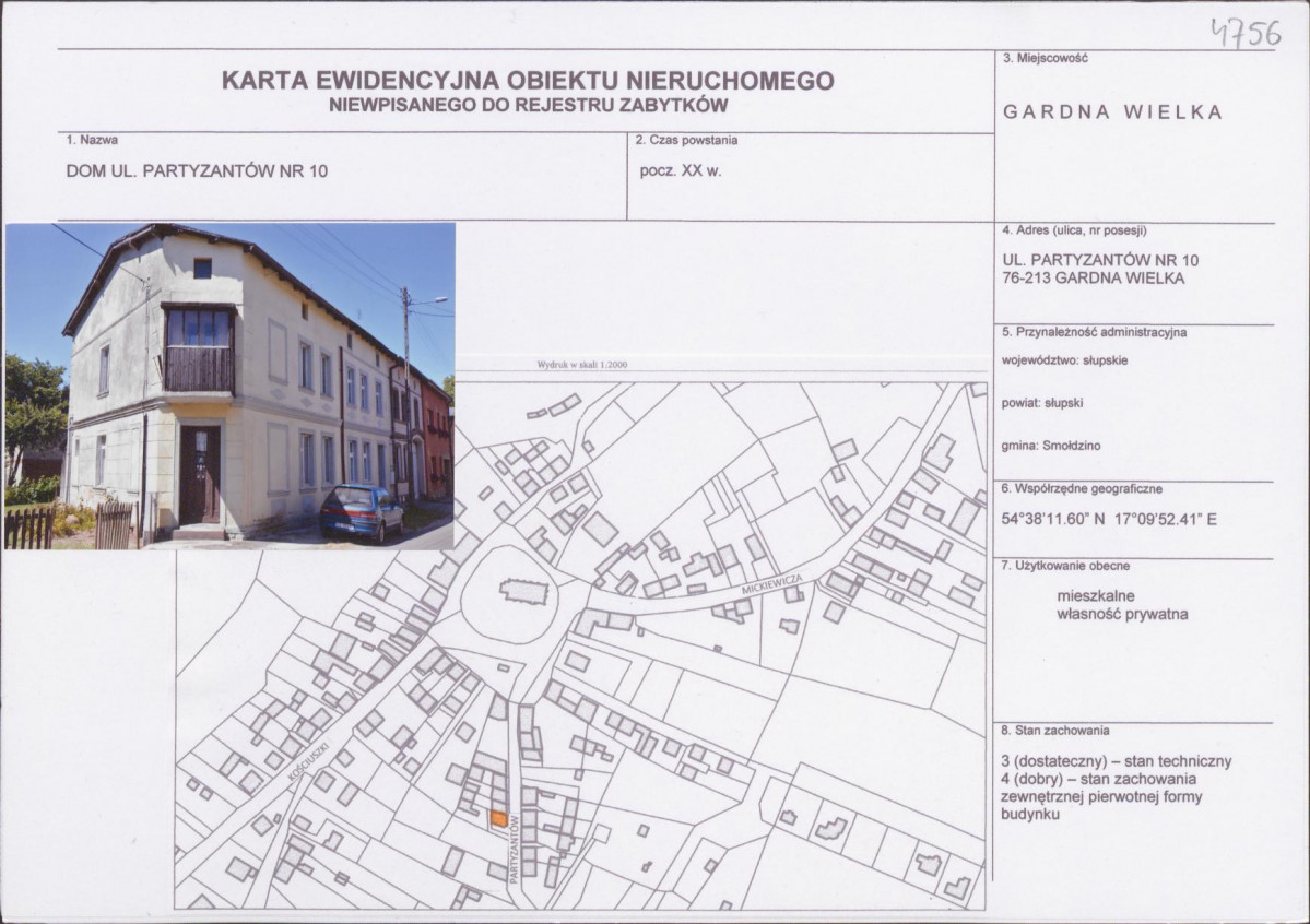 Karta obiektu niewpisanego do rejestru, skan nr 1