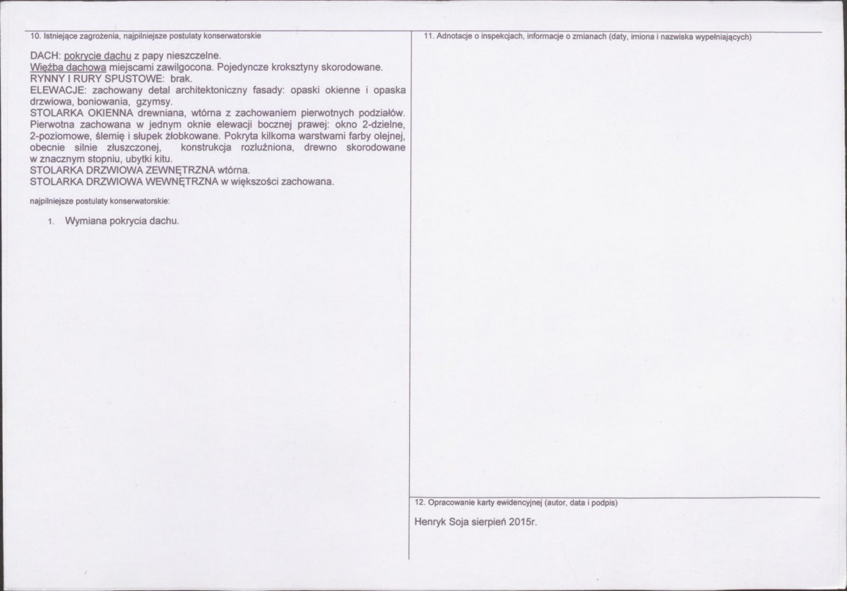 Karta obiektu niewpisanego do rejestru, skan nr 2