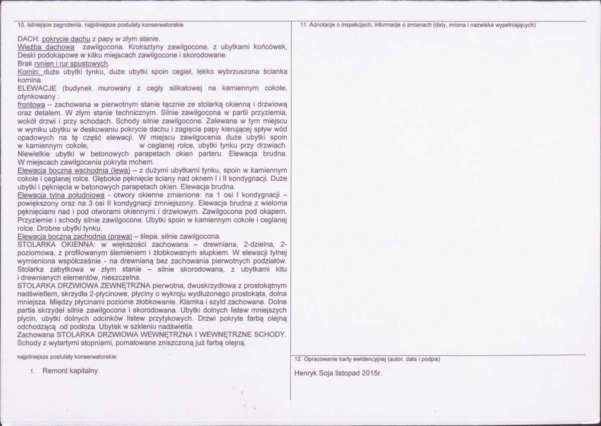 Karta obiektu niewpisanego do rejestru, skan nr 2