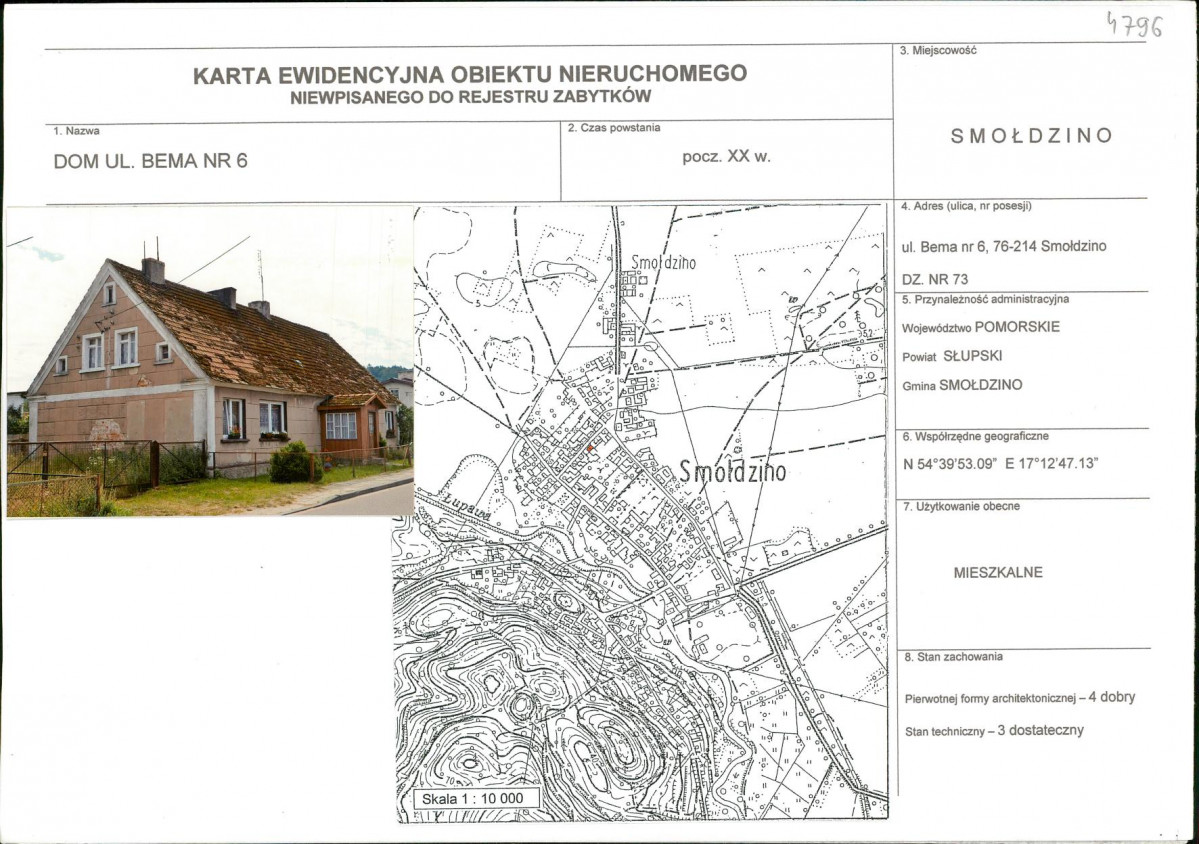 Karta obiektu niewpisanego do rejestru, skan nr 1