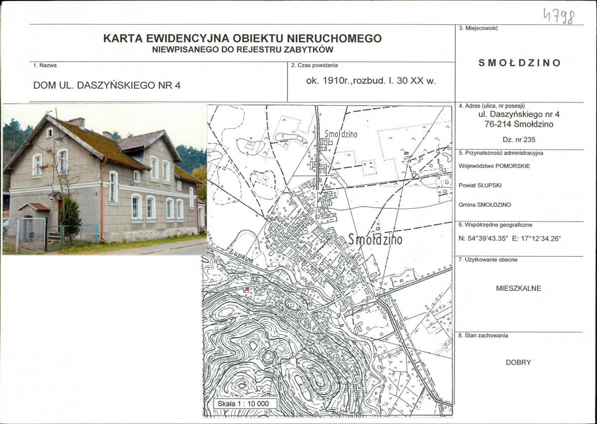 Karta obiektu niewpisanego do rejestru, skan nr 1