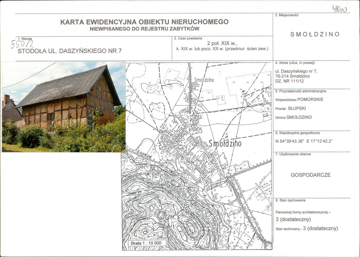 KEZN - Karta obiektu niewpisanego do rejestru, skan nr 1
