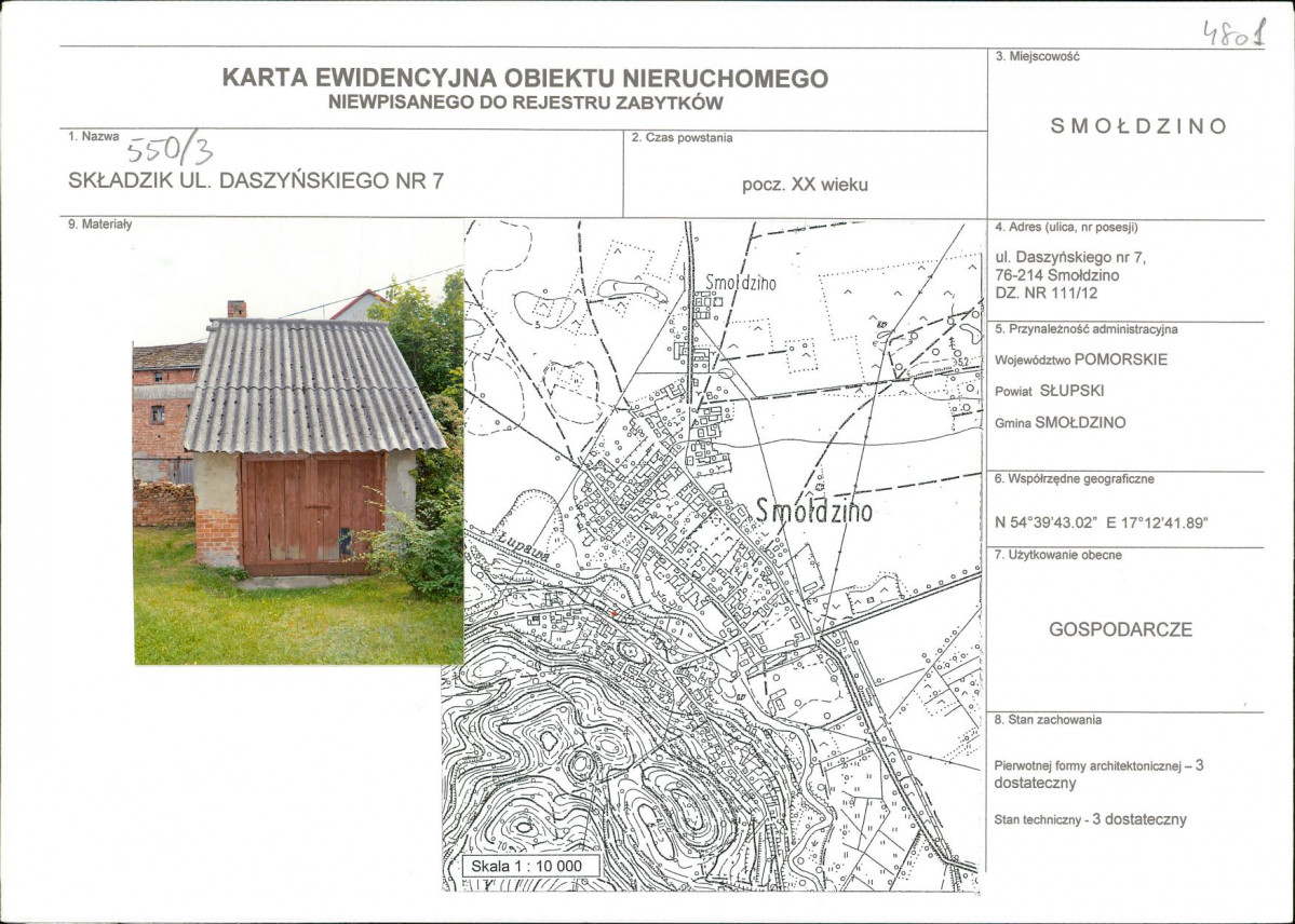 KEZN - Karta obiektu niewpisanego do rejestru, skan nr 1