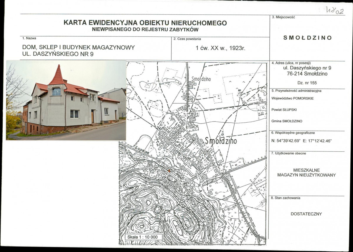 Karta obiektu niewpisanego do rejestru, skan nr 1